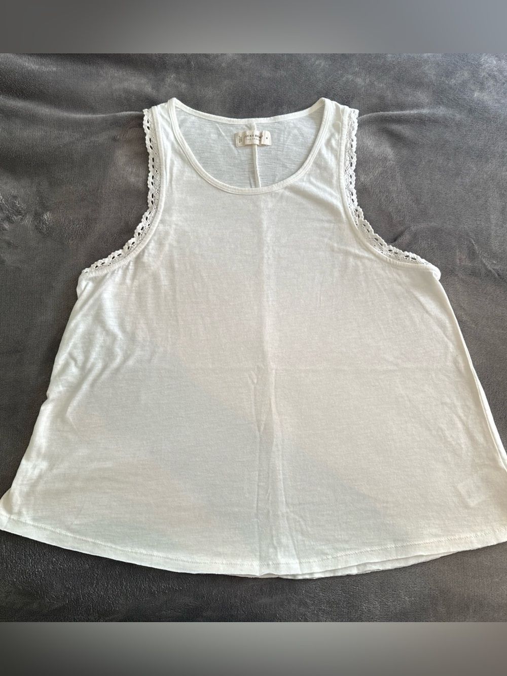 Lucky Brand Medium Women's White Crochet-Trim Tank Top
